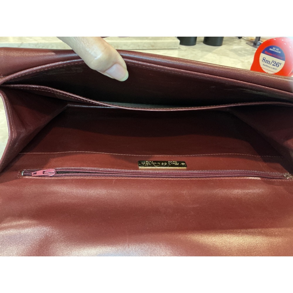 Cartier Crossbody Bag Leather Shoulder Bag Clutch Burgundy Designer - Picture 3 of 16